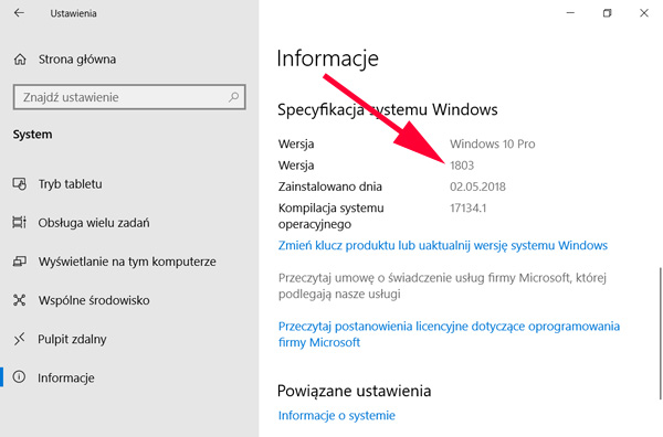 Wersja 1803 czyli Windows 10 April Update