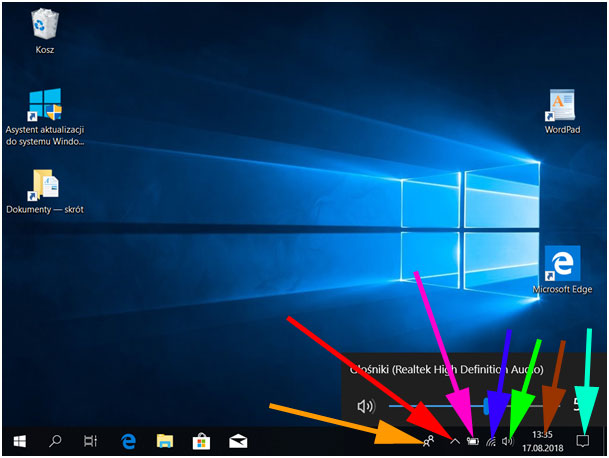 Zasobnik (obszar powiadomień) w Windows 10